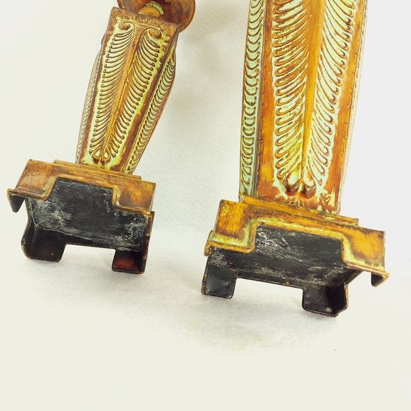 Pillar candle holder PAIR Metal with Patina Finish 2 heights - Picture 7 of 10